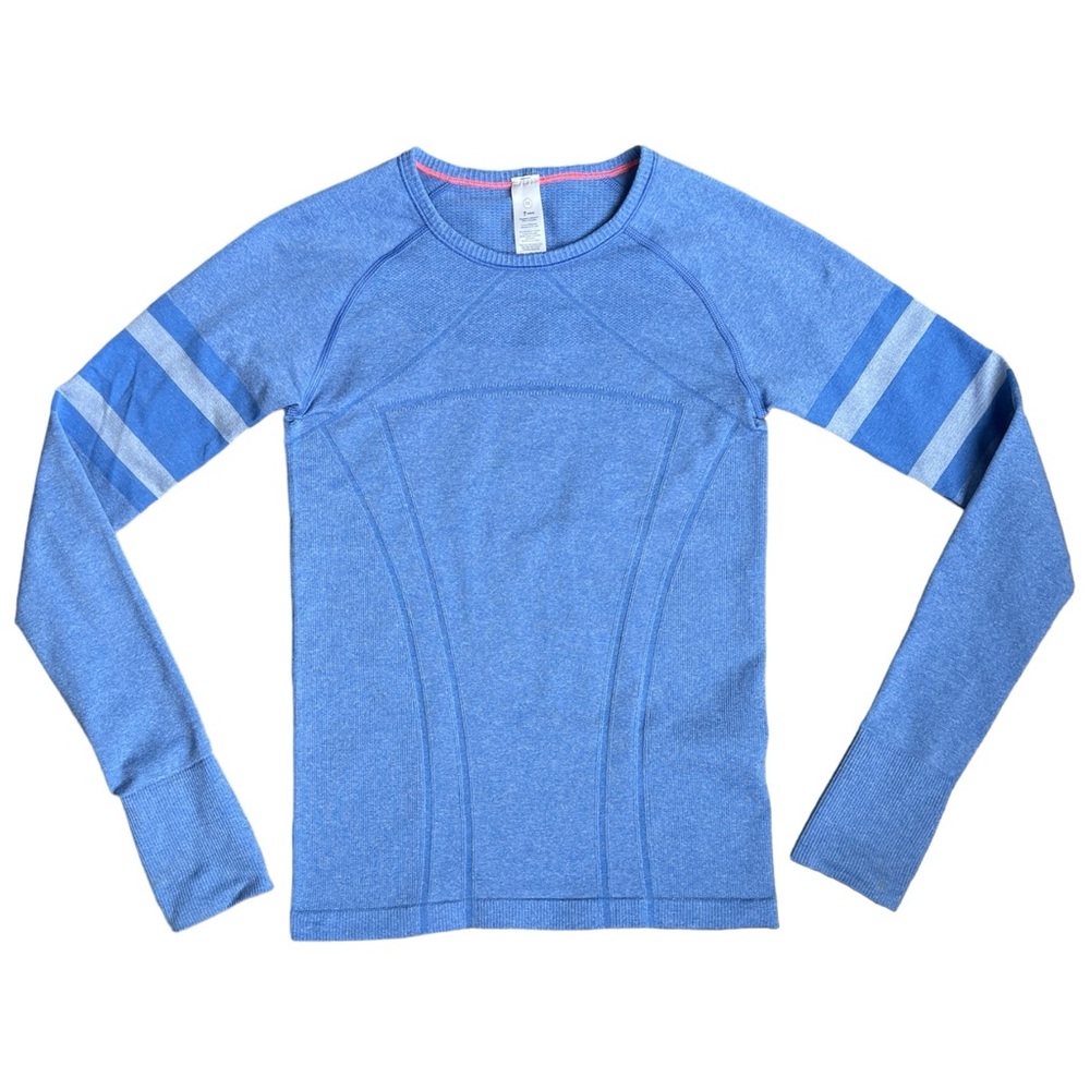166. Kids Ivivva Long Sleeve Blue Athletic Top with Thumb Holes
